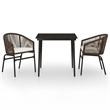 vidaXL Garden Dining Set Table in Black/Chair in Brown/Cushion Cream White