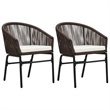 vidaXL Garden Dining Set Table in Black/Chair in Brown/Cushion Cream White