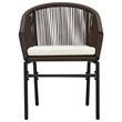 vidaXL Garden Dining Set Table in Black/Chair in Brown/Cushion Cream White