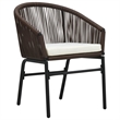 vidaXL Garden Dining Set Table in Black/Chair in Brown/Cushion Cream White