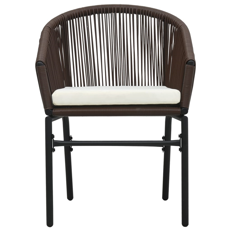 vidaXL Garden Dining Set Table in Black/Chair in Brown/Cushion Cream White