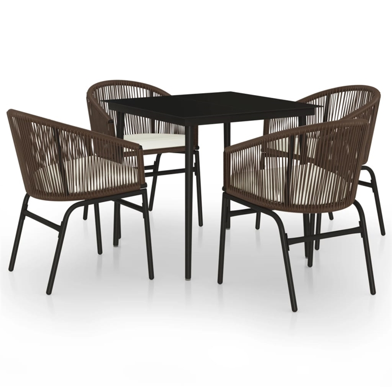 vidaXL Garden Dining Set in Black/Brown/Cream White