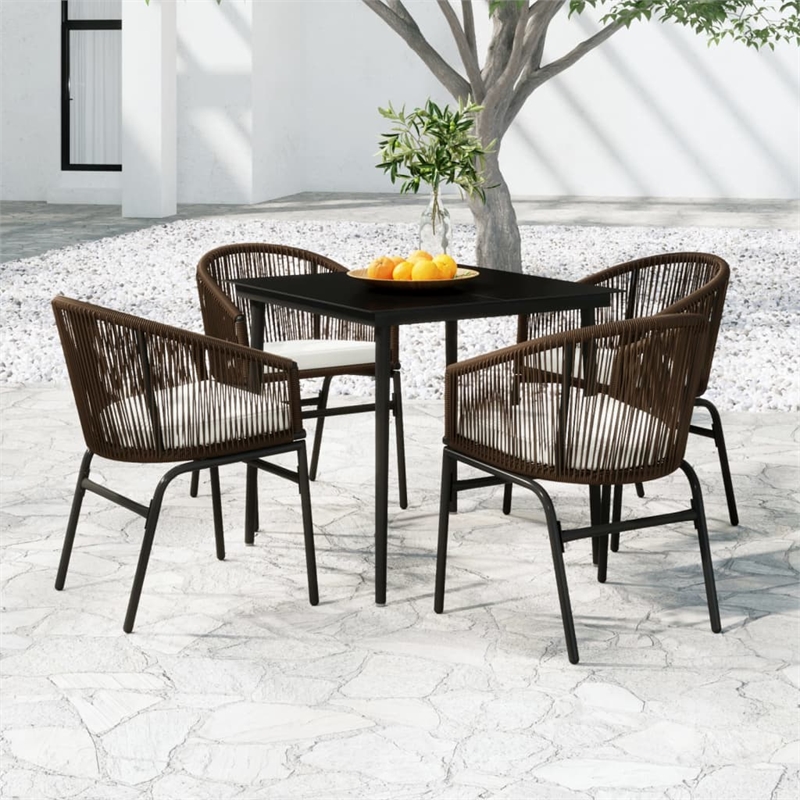 vidaXL Garden Dining Set in Black/Brown/Cream White