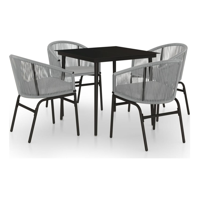 vidaXL Garden Dining Set in Black/Gray