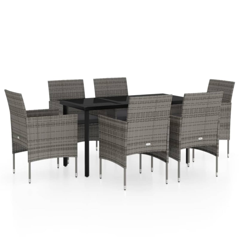vidaXL Garden Dining Set in Gray and Black