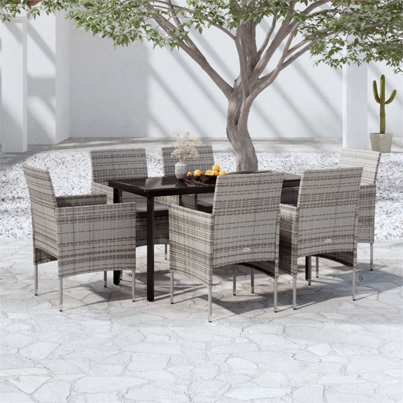 vidaXL Garden Dining Set in Gray and Black