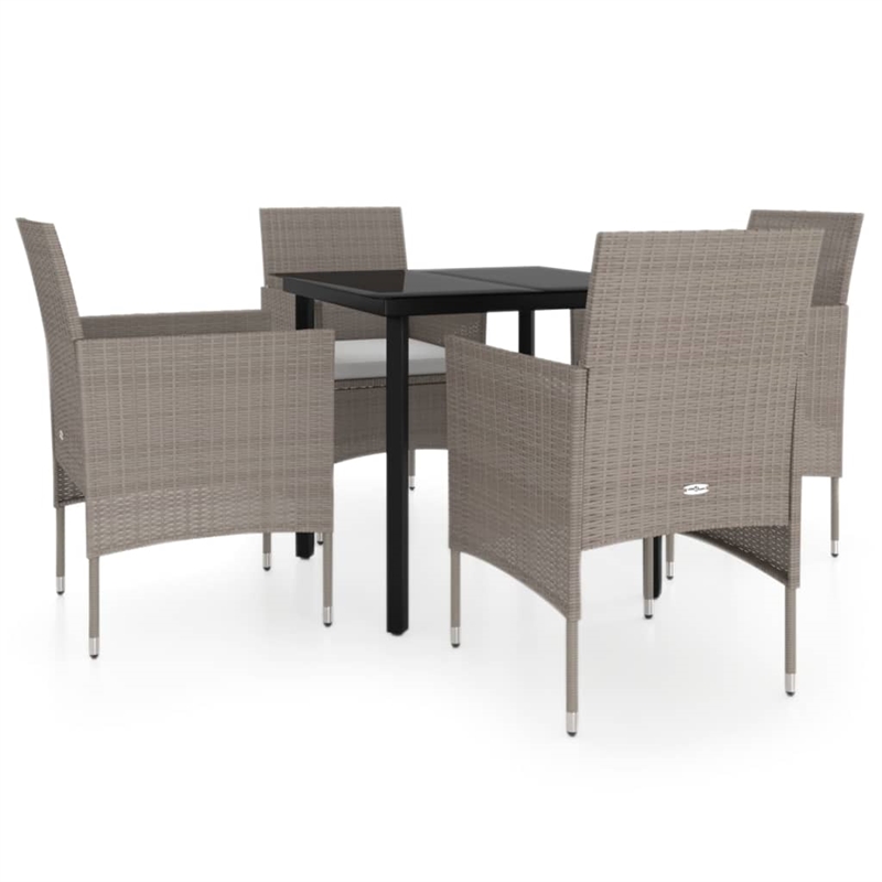 vidaXL Garden Dining Set in Beige and Black