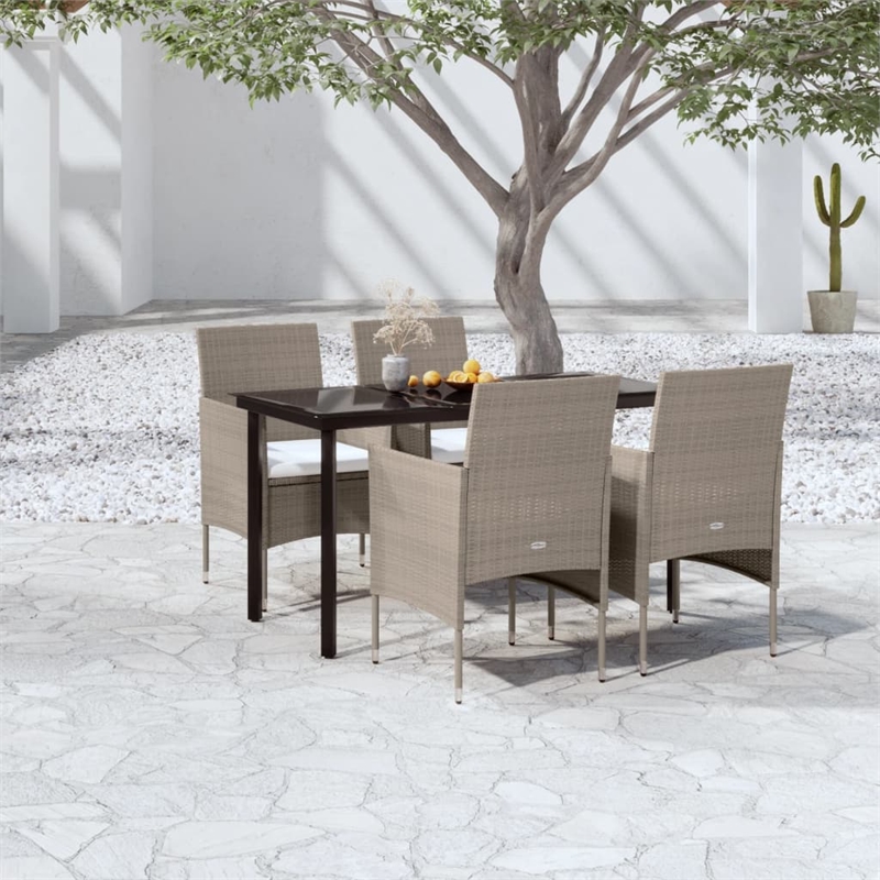 vidaXL Patio Dining Set in Beige and Black