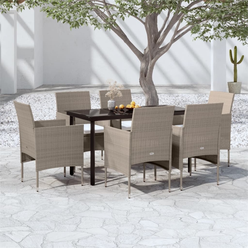 vidaXL Garden Dining Set in Beige and Black