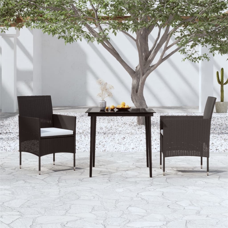 vidaXL PE Rattan Durable Garden Dining Set in Black