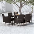 vidaXL PE Rattan/Powder-Coated Steel/Glass Garden Dining Set in Black