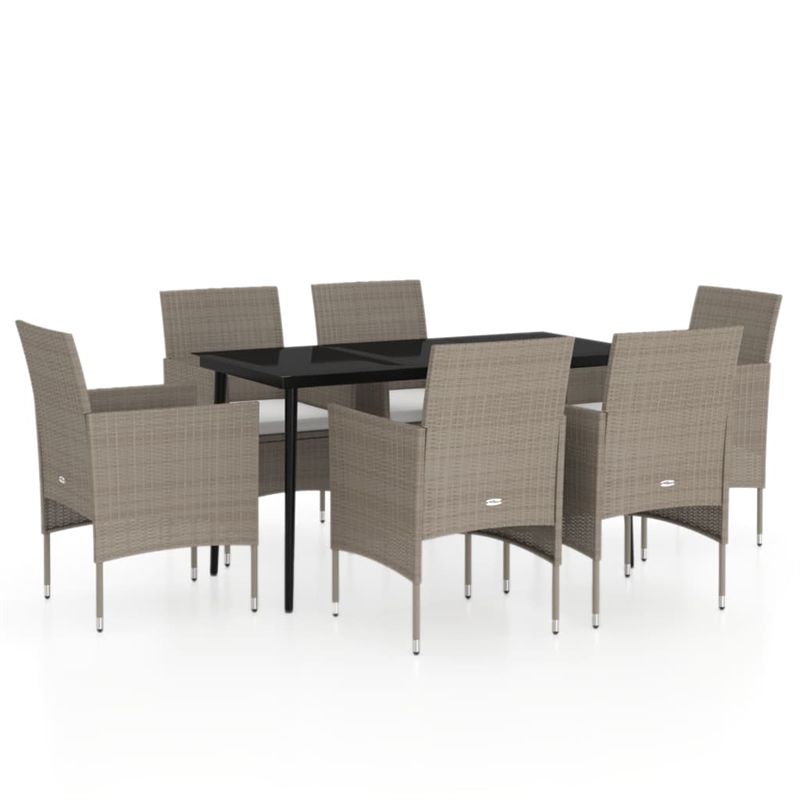 vidaXL Garden Dining Set in Beige and Black