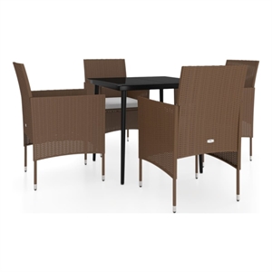 vidaXL Garden Dining Set in Brown and Black