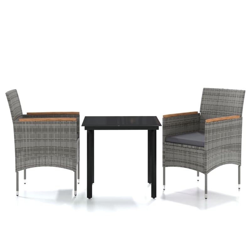 vidaXL Garden Dining Set in Gray and Black
