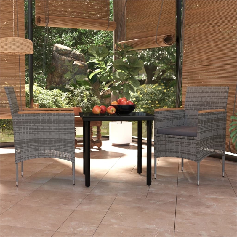 vidaXL Garden Dining Set in Gray and Black