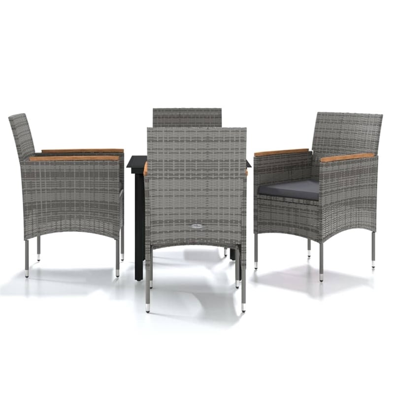 vidaXL Garden Dining Set in Gray and Black