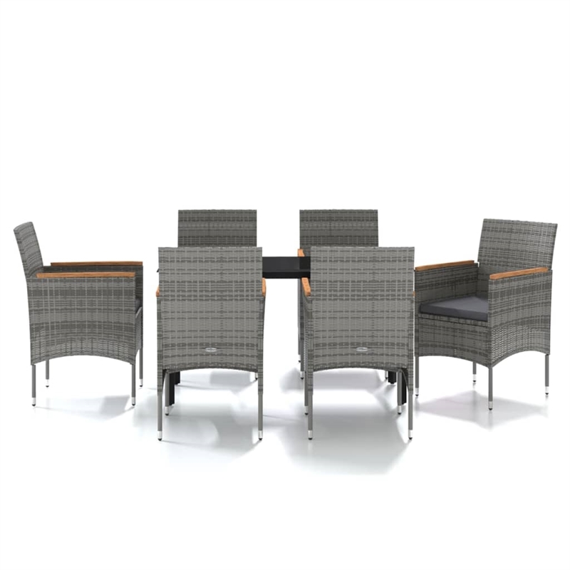vidaXL Garden Dining Set in Gray and Black