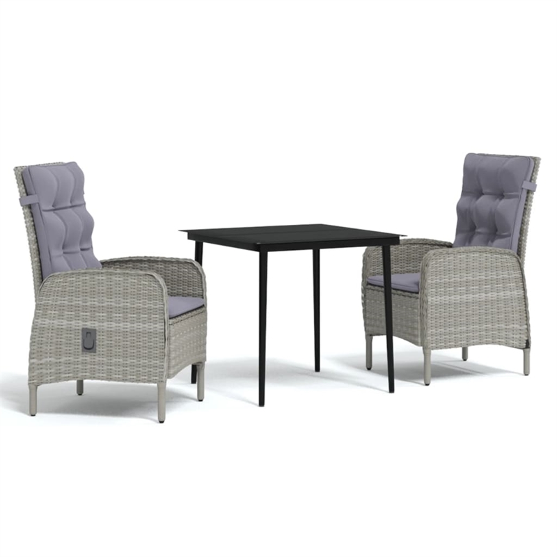 vidaXL Garden Dining Set in Gray and Black