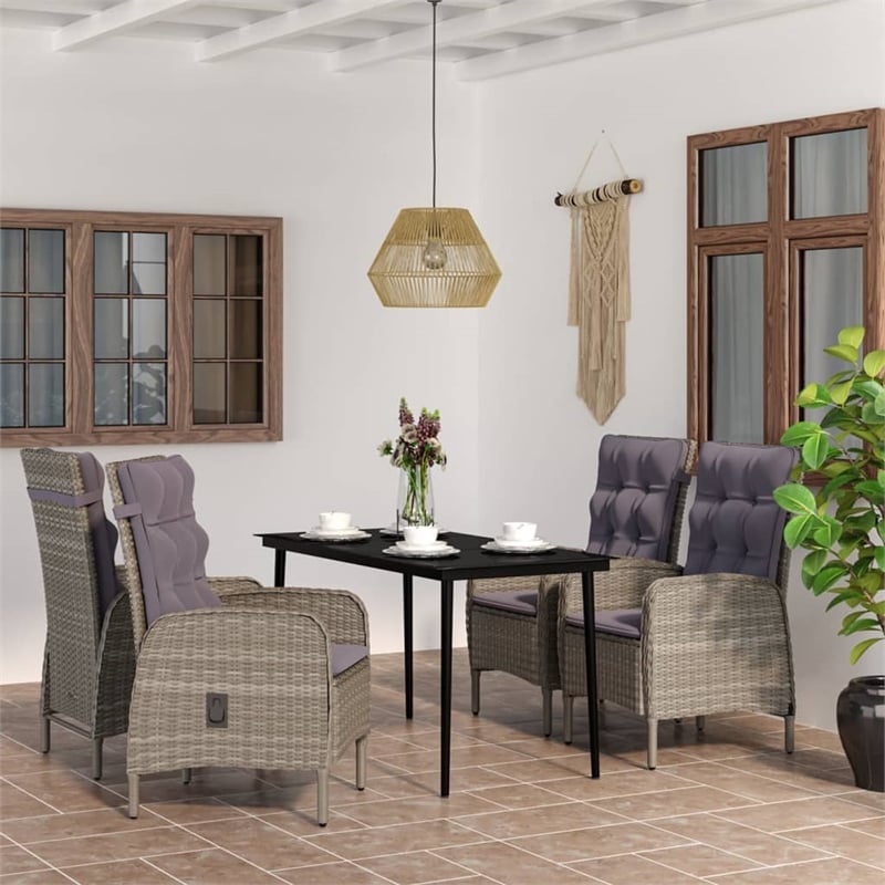 vidaXL Garden Dining Set in Gray and Black