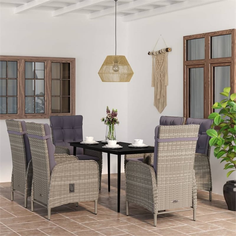 vidaXL Garden Dining Set in Gray and Black