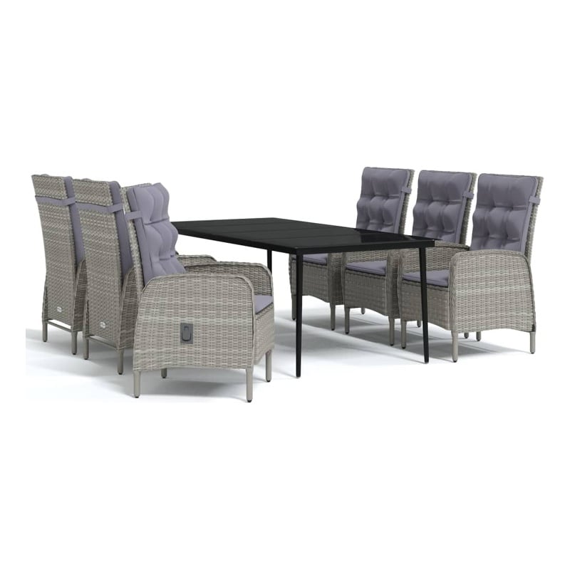 vidaXL Garden Dining Set in Gray and Black