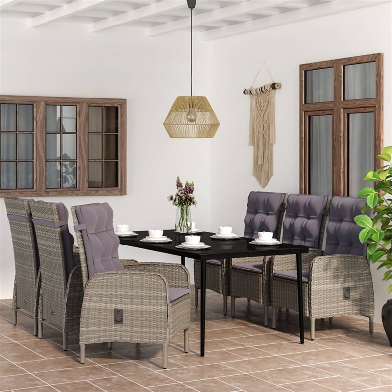 vidaXL Garden Dining Set in Gray and Black