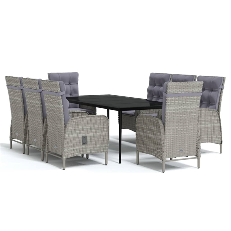 vidaXL Garden Dining Set in Gray and Black