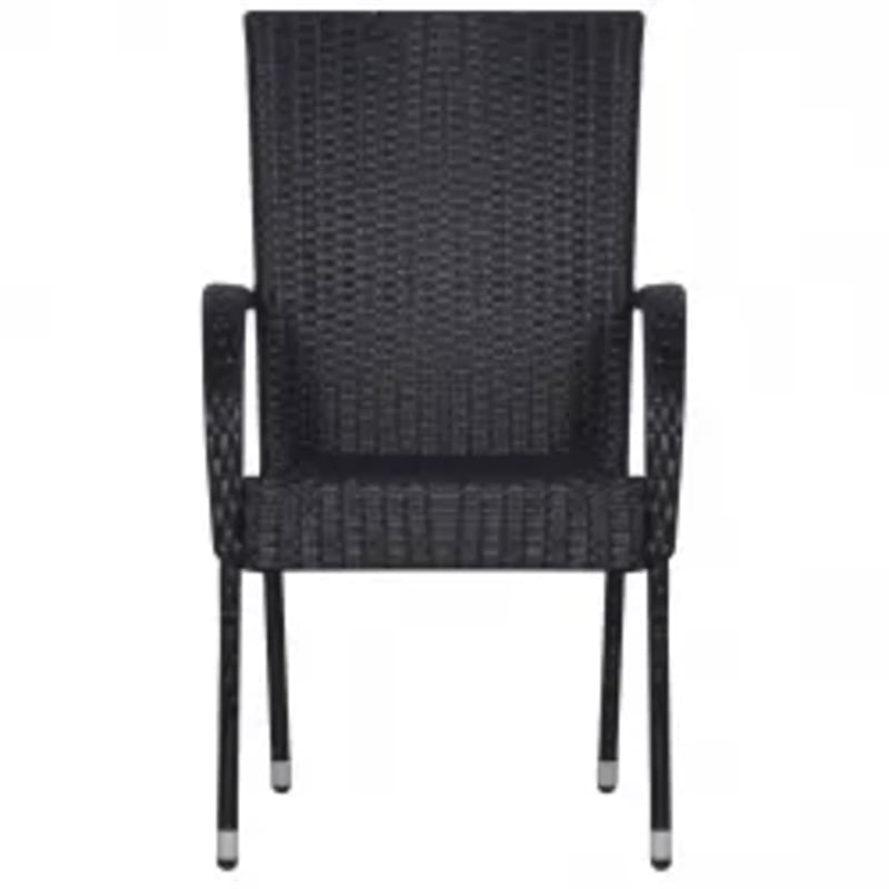 vidaXL PE Rattan/Powder-Coated Steel/Glass Garden Dining Set in Black