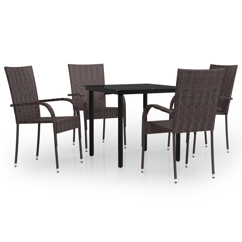 vidaXL Garden Dining Set in Brown and Black