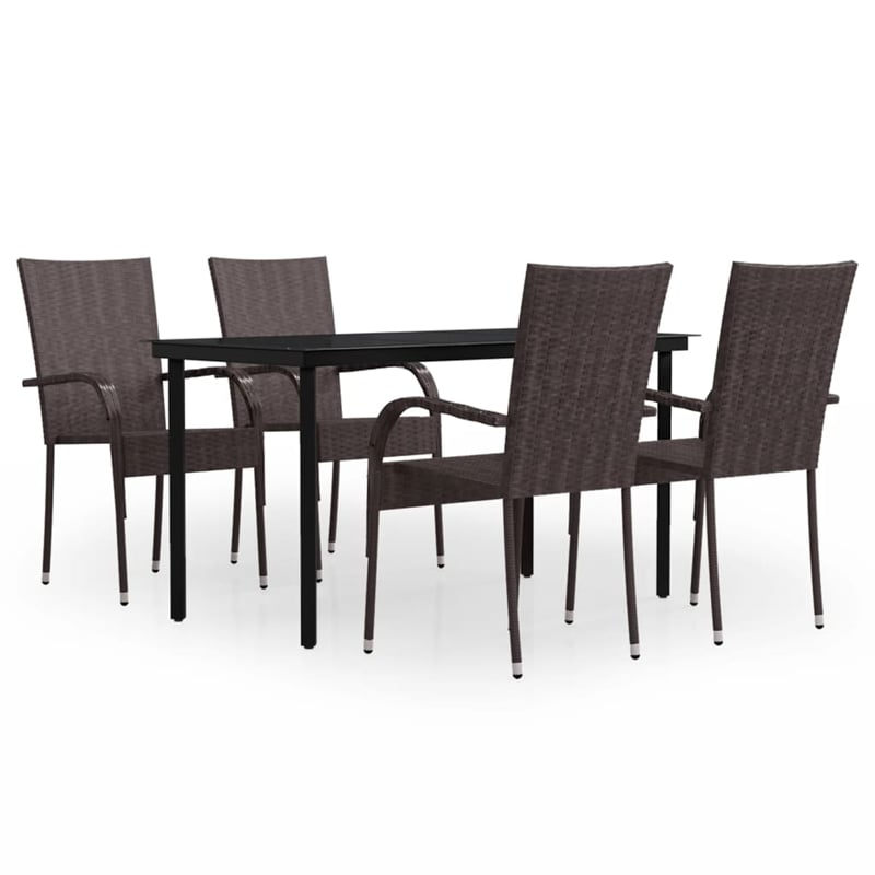 vidaXL Garden Dining Set in Brown and Black