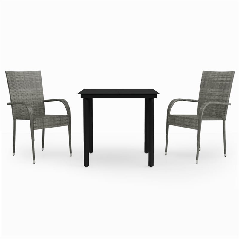 vidaXL Garden Dining Set in Gray and Black