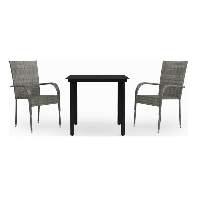 vidaXL Garden Dining Set in Gray and Black
