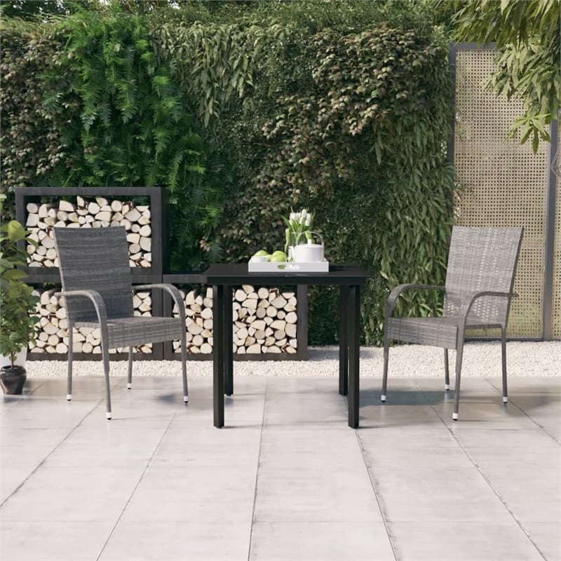 vidaXL Garden Dining Set in Gray and Black