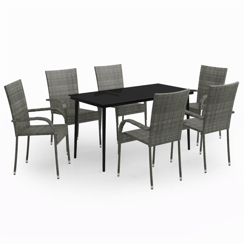 vidaXL Garden Dining Set in Gray and Black
