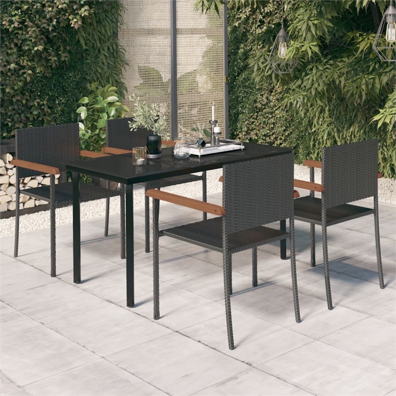 vidaXL Garden Dining Set in Black