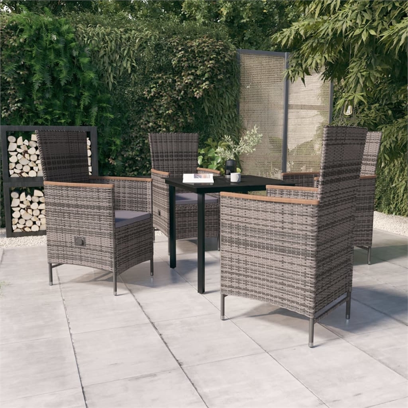 vidaXL Coated Steel Medium Garden Dining Set in Gray and Black