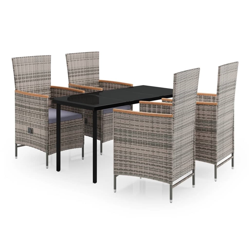 vidaXL Garden Dining Set in Gray and Black