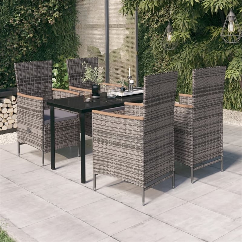 vidaXL Garden Dining Set in Gray and Black