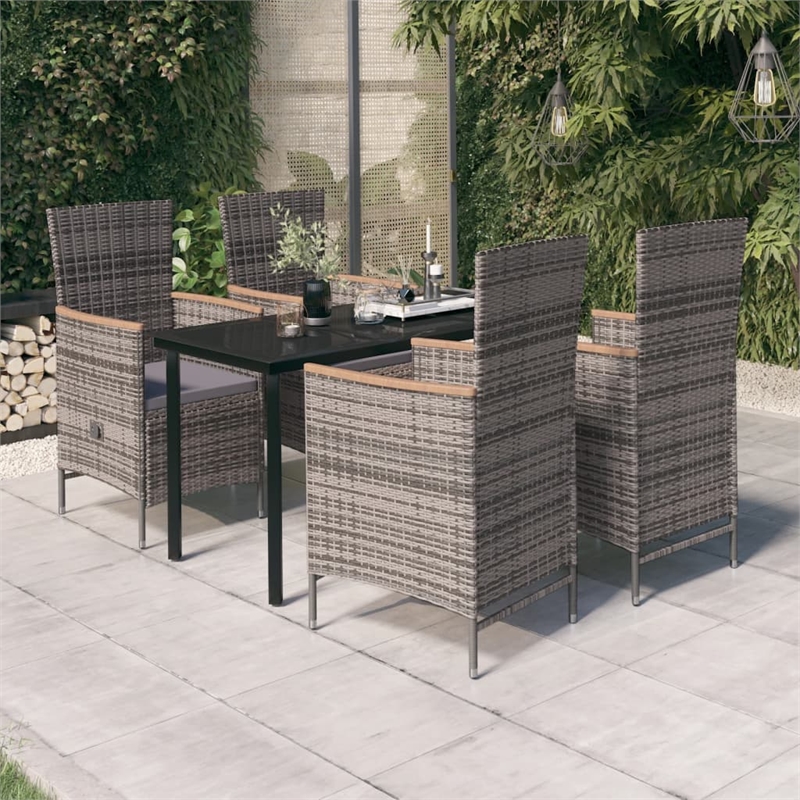 vidaXL Garden Dining Set in Gray and Black