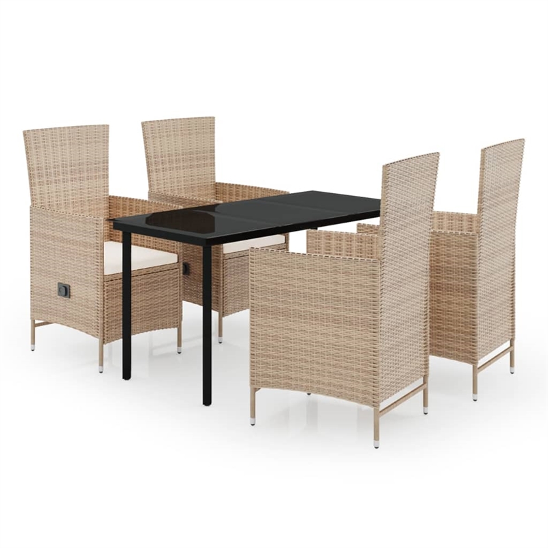vidaXL Garden Dining Set in Beige and Black