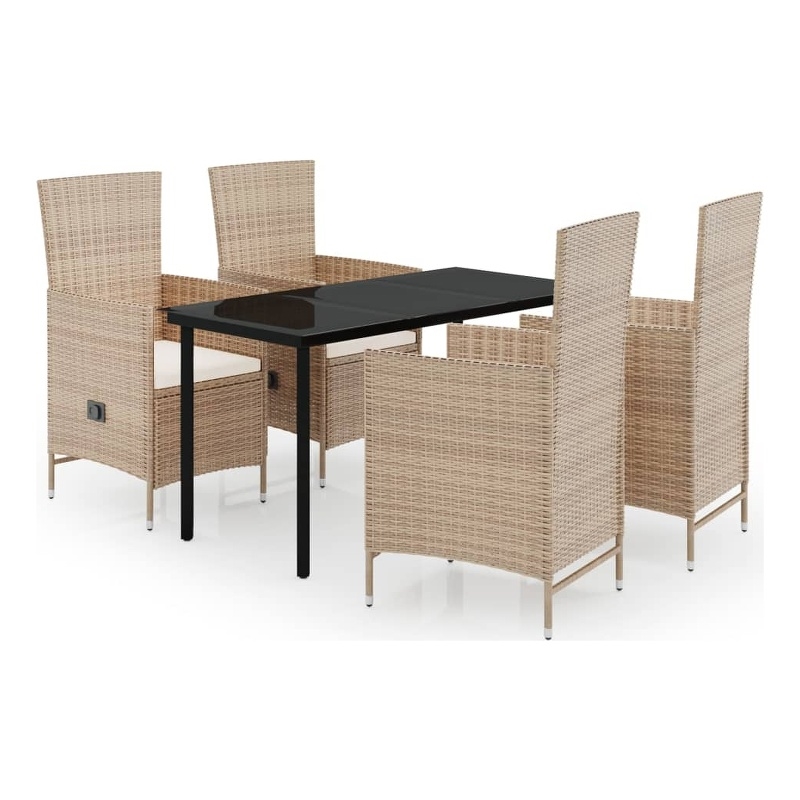 vidaXL Garden Dining Set in Beige and Black