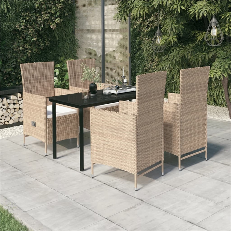 vidaXL Garden Dining Set in Beige and Black