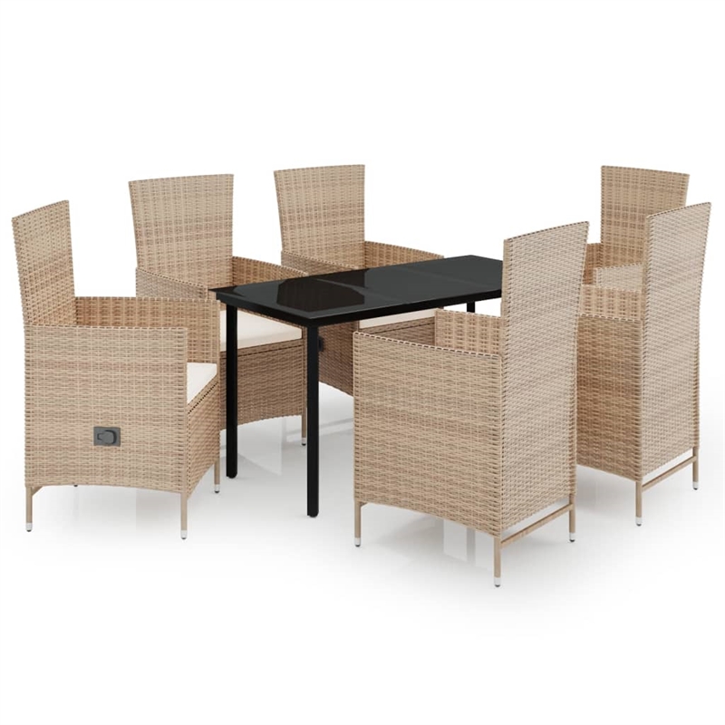 vidaXL Garden Dining Set in Beige and Black