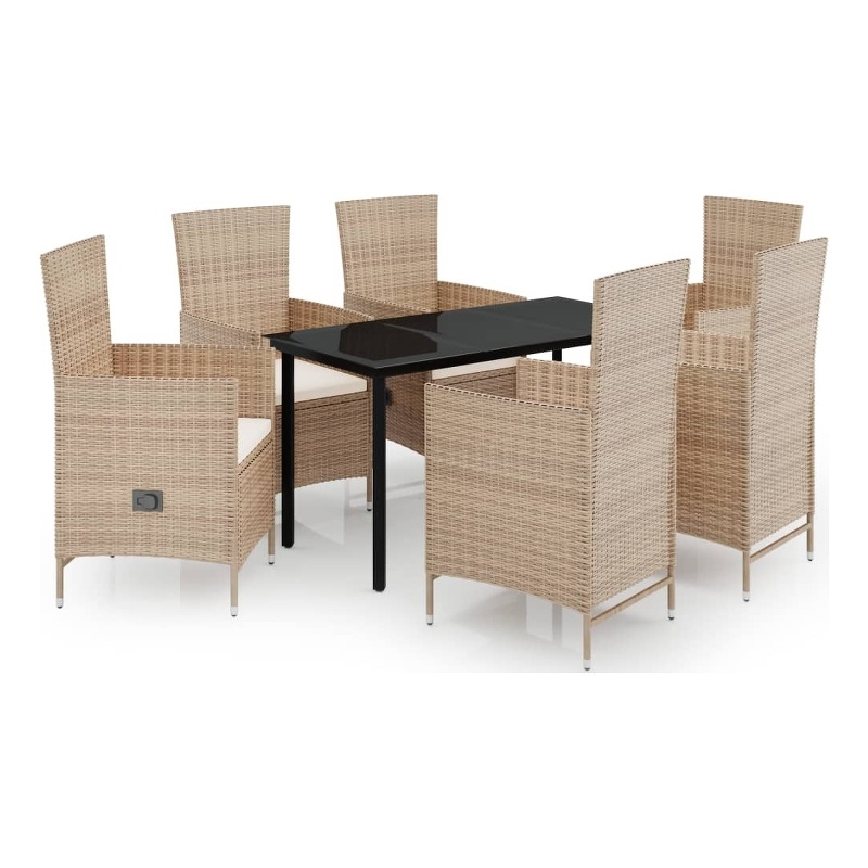 vidaXL Garden Dining Set in Beige and Black