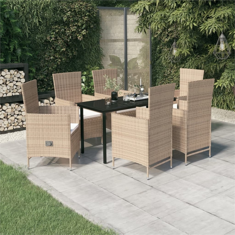 vidaXL Garden Dining Set in Beige and Black