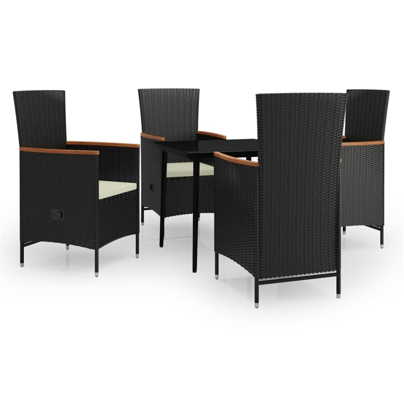 vidaXL Garden Dining Set in Black and Cream White