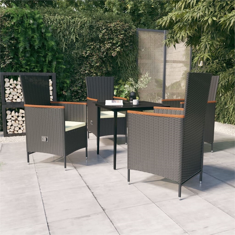 vidaXL Garden Dining Set in Black and Cream White