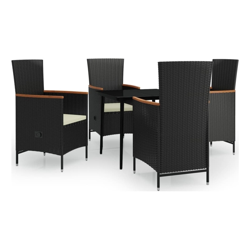 vidaXL Garden Dining Set in Black and Cream White