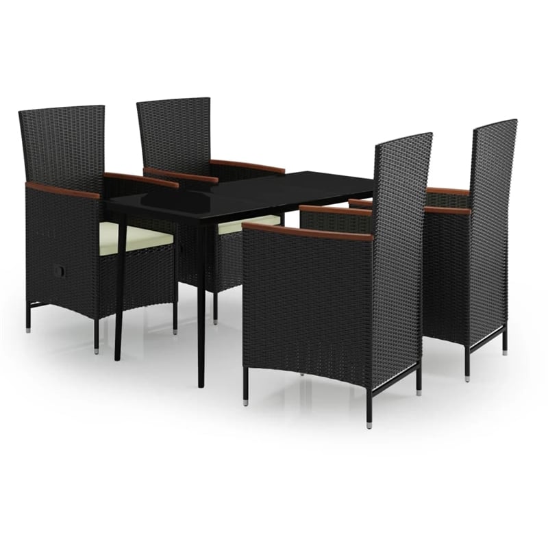 vidaXL Powder-Coated Steel MediumGarden Dining Set in Black