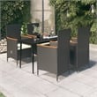 vidaXL Powder-Coated Steel MediumGarden Dining Set in Black